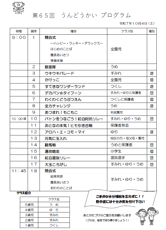 うんどうかいプログラム
