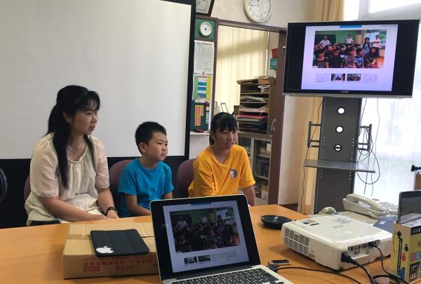 保戸島小と飯田小とのテレビ会議