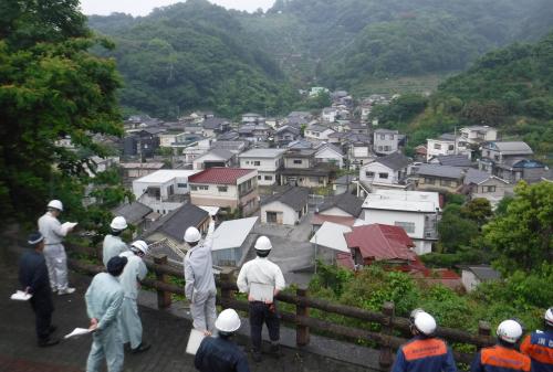 ５月３１日、大雨や台風等による災害の多発期に備え、自衛隊や消防団、警察、県や市の関係者らが集まり、市内の防災パトロールを実施しました