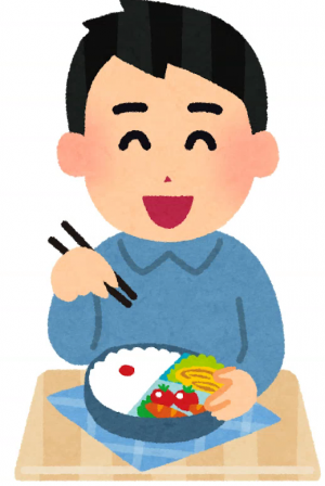 お弁当を食べる男性イラスト